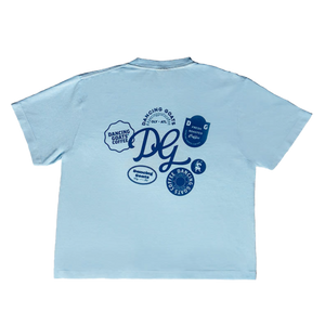 Dancing Goats light blue boxy fit cropped tee - back side