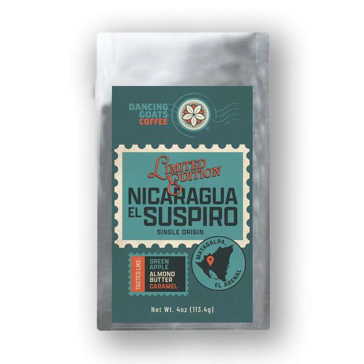 4 ounce bag of Dancing Goats nicaragua el suspiro