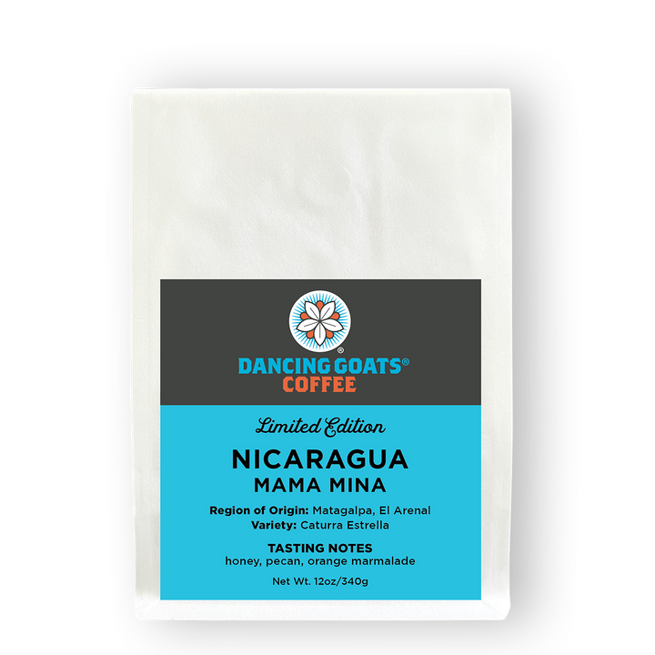 12oz bag of limited edition nicaragua mama mina coffee